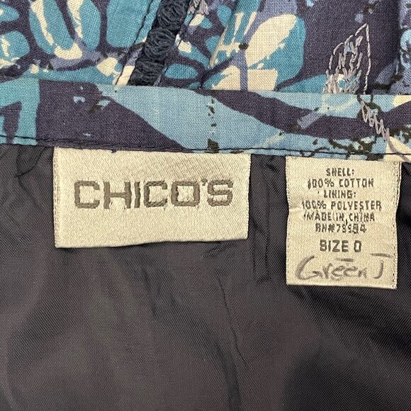 CHICO'S Skirt Chico Size 0 or US 4 Blue Floral Peasant Pleated Embroidery Boho - Picture 6 of 7